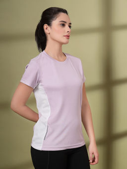 CHKOKKO - Womens Mesh Gym T-Shirt Dry Fit Breathable Yoga Running Workout Lavender