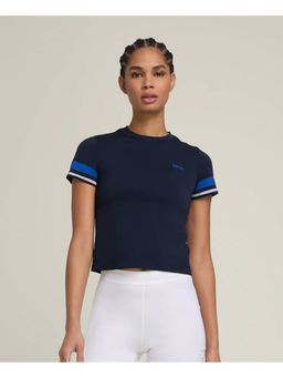 Wilson - Women Brooklyn Seamless Tee Navy Crew Neck Slim Fit Cropped Sports T-Shirt