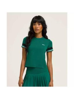 Wilson - Women Brooklyn Seamless Tee Green Crew Neck Slim Fit Cropped Sports T-Shirt