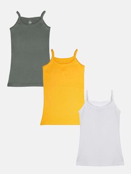 KiddoPanti - Multi-Color Solid Camisoles (Pack of 3)