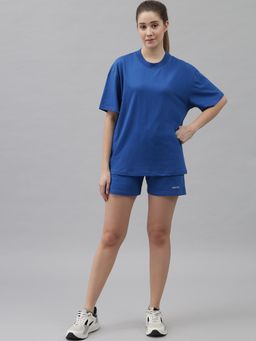 Griffel - Women Plain Basic Blue T-shirt and Shorts (Set of 2)