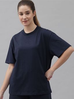 Griffel - Women Basic Solid Oversized Navy T-shirt