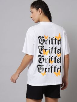 Griffel - Women Butterfly Oversized White T-shirt
