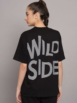 Griffel - Women WILD SIDE Drop Shoulder Oversized Black T-shirt