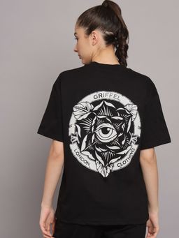 Griffel - Women EYE Drop Shoulder Oversized Black T-shirt