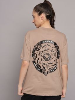 Griffel - Women EYE Drop Shoulder Oversized Brown T-shirt
