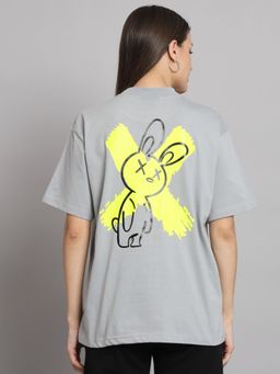 Griffel - Women Cross Bunny Oversized Steel Grey T-shirt