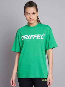 Griffel - Women Registered Logo Drop Shoulder Oversized Neon Green T-shirt