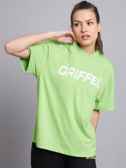 Griffel - Women Registered Logo Drop Shoulder Oversized Neon Parrot T-shirt