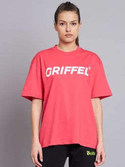 Griffel - Women Registered Logo Drop Shoulder Oversized Neon Pink T-shirt