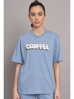 Griffel - Women Bubble Oversized Sky Blue T-shirt
