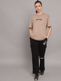 Griffel - Women Printed Loose fit Camel T-shirt and Bell Bottom Trackpant (Set of 2)