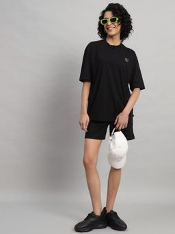 Griffel - Women Teddy Logo Black T-shirt and Shorts (Set of 2)