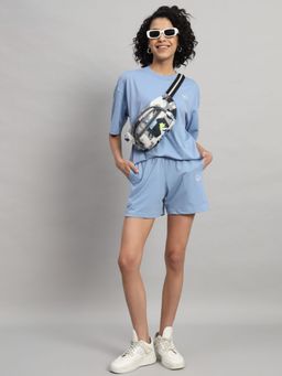 Griffel - Women Teddy Logo Sky T-shirt and Shorts (Set of 2)