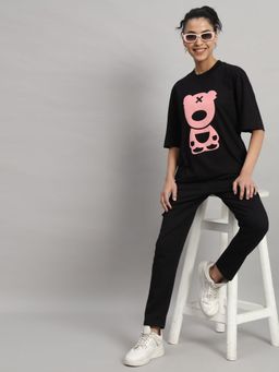 Griffel - PUFF TEDDY Two Zero Black & Pink Print T-shirt and Trackpant (Set of 2)