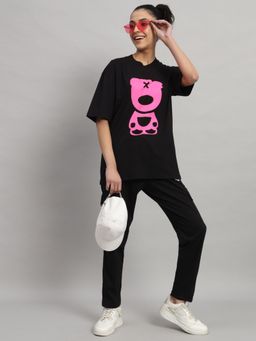 Griffel - PUFF TEDDY Two Zero Black & Pink Print T-shirt and Trackpant (Set of 2)