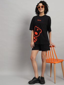 Griffel - PUFF TEDDY Black and Orange T-shirt and Shorts (Set of 2)