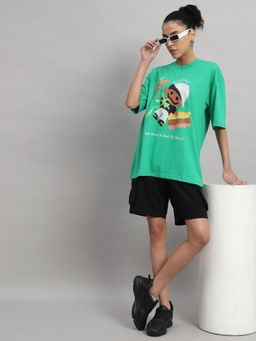 Griffel - Women Anime Neon Green T-shirt and Shorts (Set of 2)