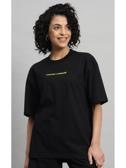 Griffel - Women Basic Logo Oversized Black T-shirt