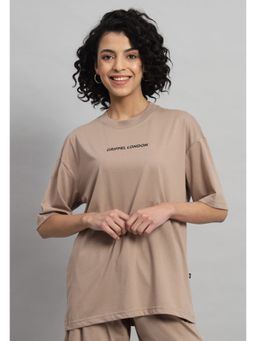 Griffel - Women Basic Logo Oversized Camel T-shirt