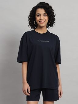 Griffel - Women Basic Logo Oversized Navy T-shirt