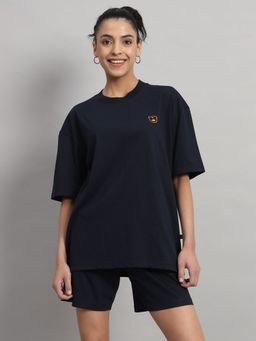 Griffel - Women Teddy Logo Oversized Navy T-shirt