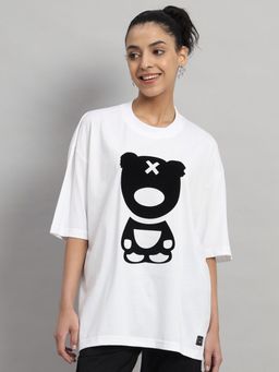 Griffel - Women PUFF TEDDY Oversized White and Black T-shirt