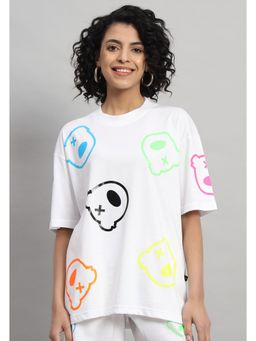 Griffel - Women Teddy all over Oversized White T-shirt