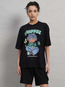 Griffel - Women Burger Oversized Black T-shirt