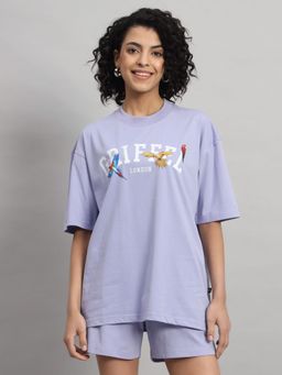 Griffel - Women Birds Oversized Lavender T-shirt