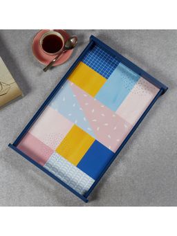 HomeTown - Print Modern Pop Pink Engineered Wood Tray Large in Blue