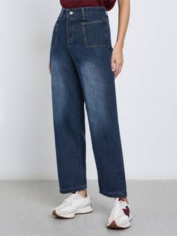 Styli - Women Blue High-Waist Straight Leg Jeans
