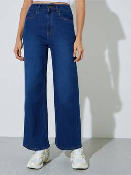 Styli - Women Dark Blue Wide-Leg Jeans