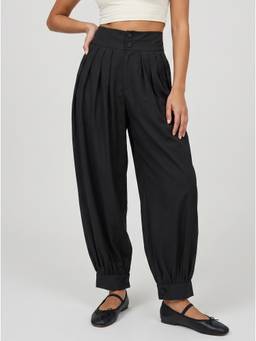 Moomaya - Women's Black High Waist Harem Pants