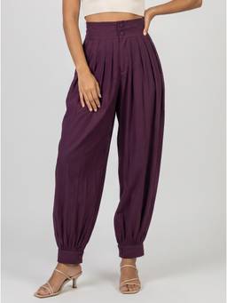 Moomaya - Women's Purple High Waist Harem Pants