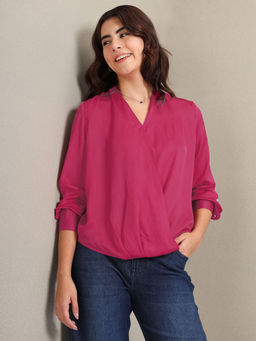 U.S. POLO ASSN. - Surplice Neck Solid Top Pink