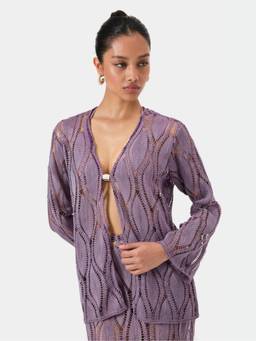 BEYOND - Lavender Crochet Full Sleeve Shrugs