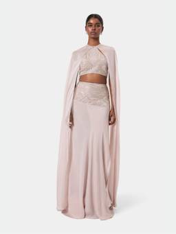 BEYOND - Pink Embellished Overlay Cape