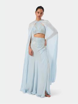 BEYOND - Blue Embellished Overlay Cape