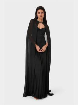 BEYOND - Black Midnight Embellished Overlay Cape