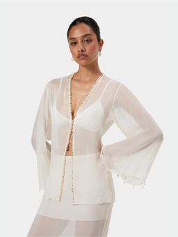 BEYOND - White Shell Trim Blouse