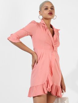 PINACOLADA - Women Solid Pink Regular Fit Dress
