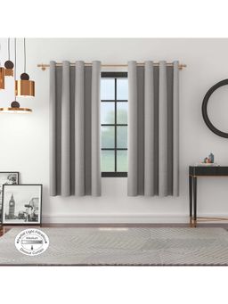 HomeTown - Amour Solid Jacquard Dim Out Curtains 5 Feet In Steel Grey Colour (Set of 2)