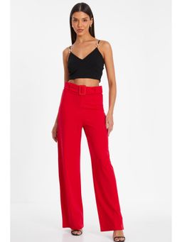 Quiz Clothing - Scuba Crepe High Waist Belted Palazzo Trouser