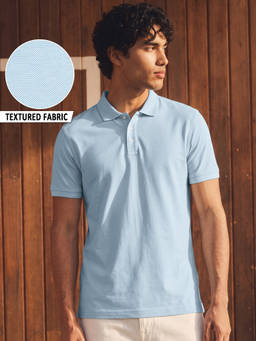 Bewakoof - Men Nantucket Breeze Blue Polo T-Shirt