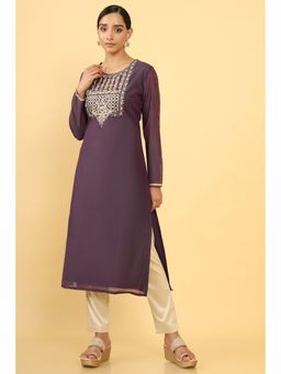Soch - Women Purple Chanderi Embellished-sequined Kurta