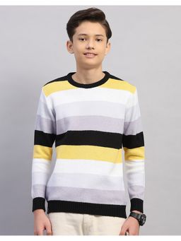 Monte Carlo - Multi-Colour Boys Round Neck Full Sleeve Pullover Sweater