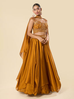 Samyukta Singhania - Hand Embroidered Gold Lehenga with Blouse and Dupatta