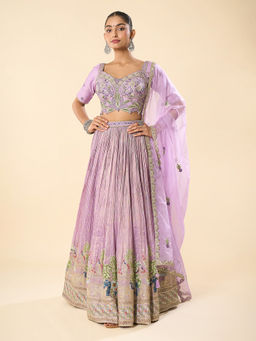 Samyukta Singhania - Hand Embroidered Purple Lehenga with Blouse and Dupatta