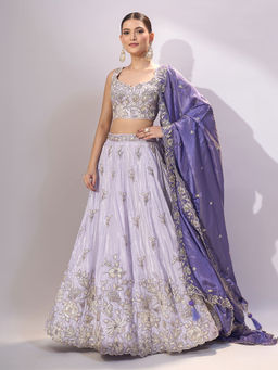 Samyukta Singhania - Embroidered Lavender Lehenga with Blouse and Dupatta